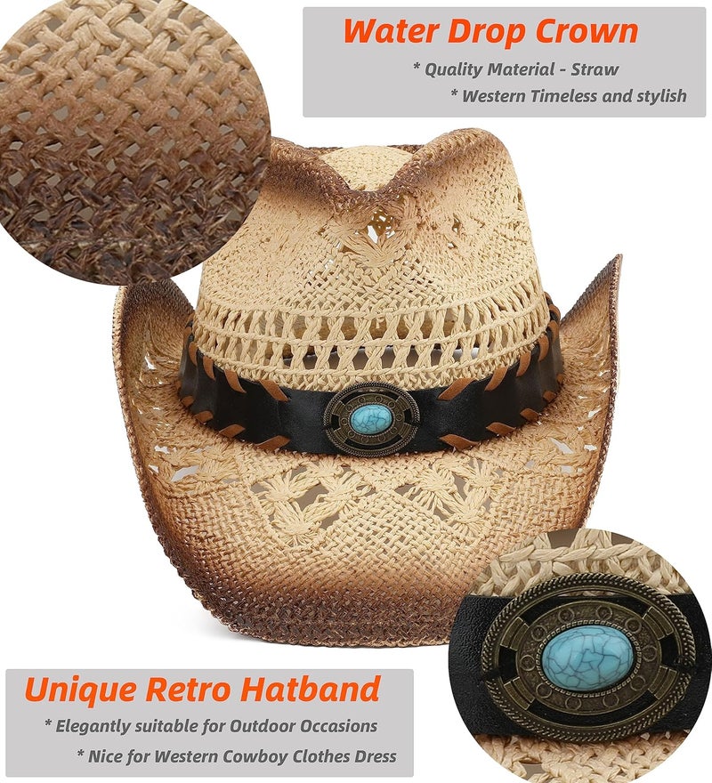 Pro Celia Men Women Cowgirl Straw Western Cowboy Hat - Image 5